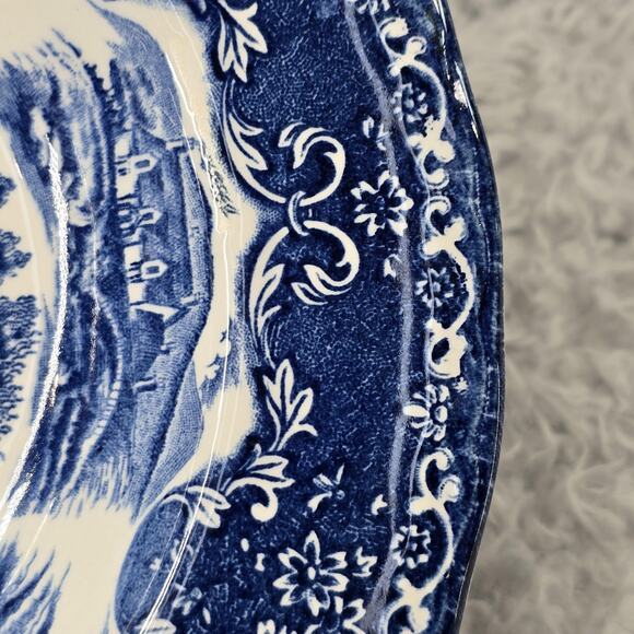 Vintage Grindley Staffordshire Plate Dessert Blue Talbot English Country Inns - Picture 11 of 12